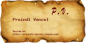 Preindl Vencel névjegykártya